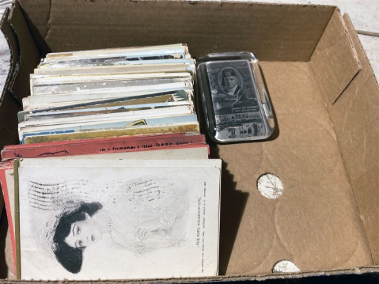 Lot of antique postcards, greeting cards PLUS paperweight
