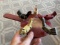 Vintage Folk Art Wooden Chickens Pecking toy