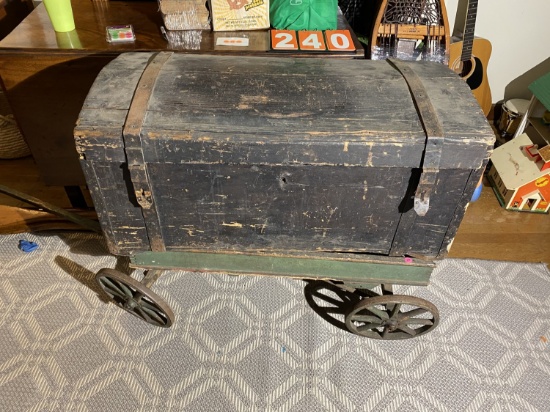 19th century wooden trunk or box