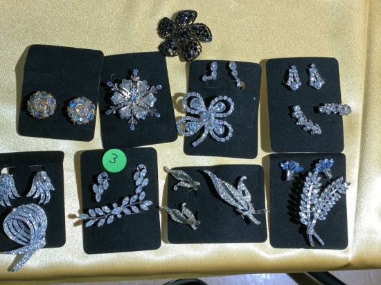 Group lot of rhinestone costume jewelry