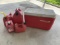 4 Plastic Gas Cans & 1 Coleman Cooler