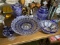 Group Lot of Blue Cut Crystal Antique Bohemian Glass