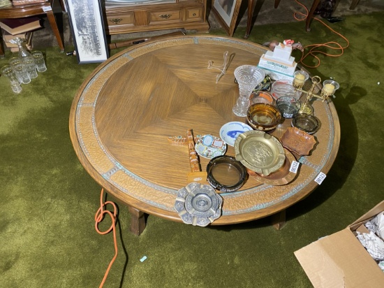 Mid Century Copper Inlaid Office Coffee Table