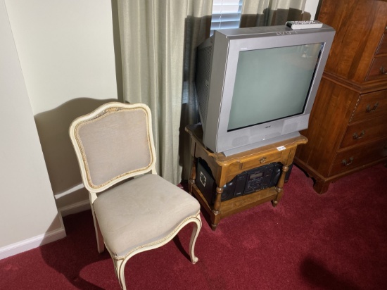 Vintage chair, TV, Table and Stereo