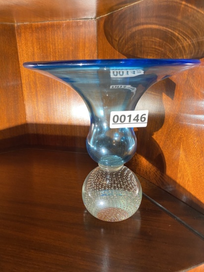 Vintage Mid Century Blue Glass Vase by Erickson
