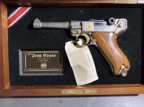 Authentic Antique German Military Luger Pistol - Engraved