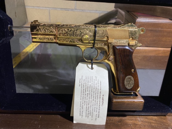 Golden Englis Brown High Power Pistol in case