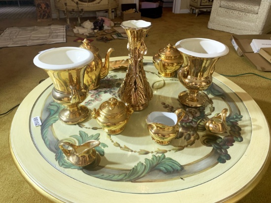 Assortment of gold plated decorative waresa