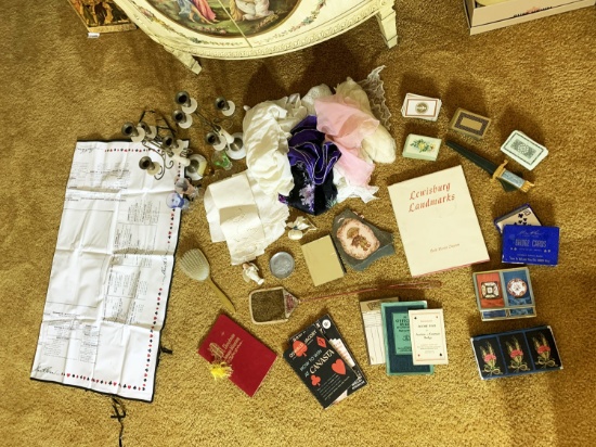 Group lot of assorted items, cards, letter opener, etc