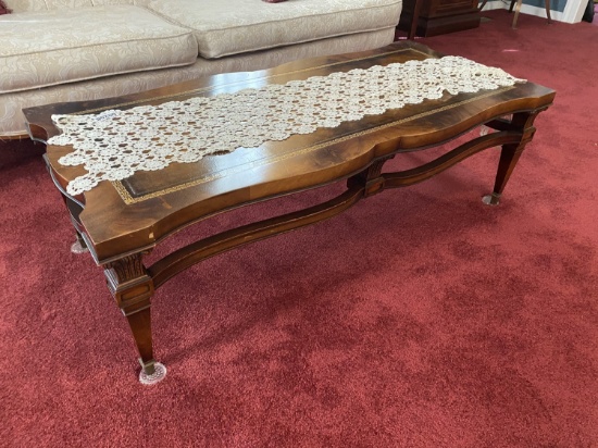 Vintage leather topped coffee table