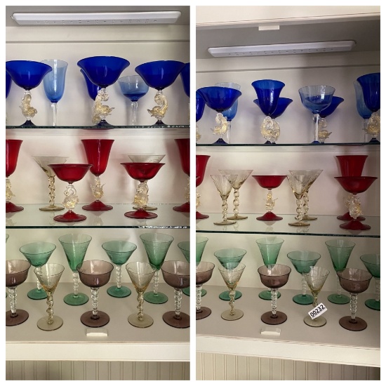 Large lot assorted fine glass or crystal glasses