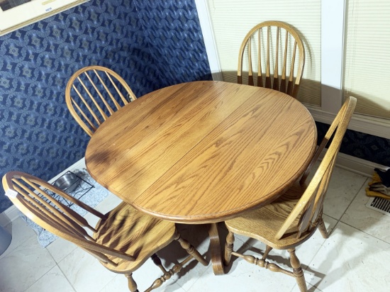Vintage Oak Dining Table with Four Chairs