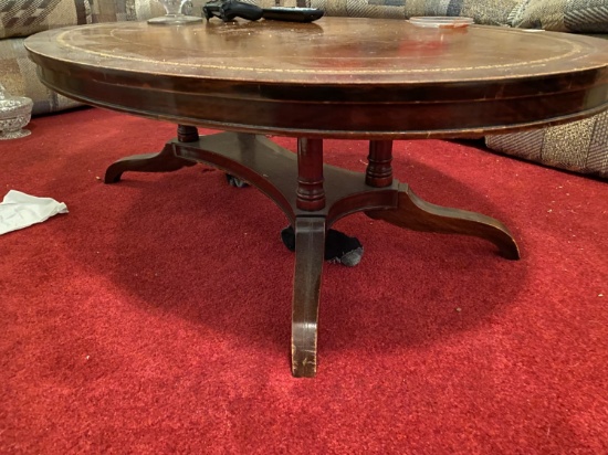 Vintage leather topped coffee table