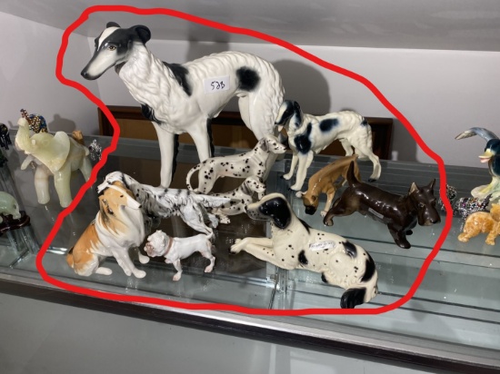 Large grouping of better mostly European ceramic dogs