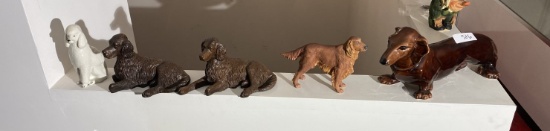 Group lot of ceramic, resin dog statues