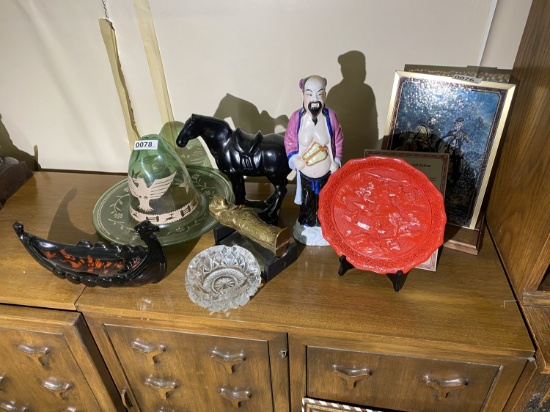 Group lot Chinese, Egyptian, Mexican glass, ceramics