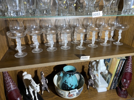 Shelf lot figural French Cocktail Glasses