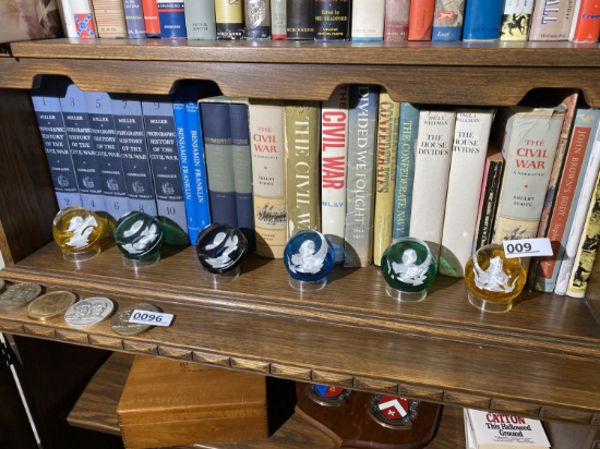 Group of 6 Baccarat Glass Sulphide Paperweights