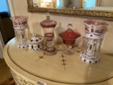 Bohemian Glass Mantle Lusters and More - Ruby Red