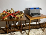 2 Wooden stands, Plus Underwood Typewriter