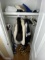 Closet lot fur coats, fancy hangers, vacuums