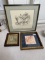 Group of vintage art including Da Vinci, early framed tapestry, signed print