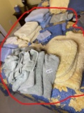 Lot of bathroom towels, rugs