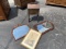 Sewing caddy, 2 mirrors including early, 19th c flower painting