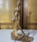 Unusual vintage African art carved wooden statue of a woman gleaner
