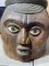 Old African Carved Wood and Leather Helmet Mask Folk Art