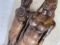 Pair of tall finely carved African tribal women statues