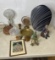 Group lot of assorted decor items - Crystal lamp, art pottery etc