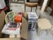 Household Items - Delongi heater, half round table (needs work on leg), plastic tool box and more