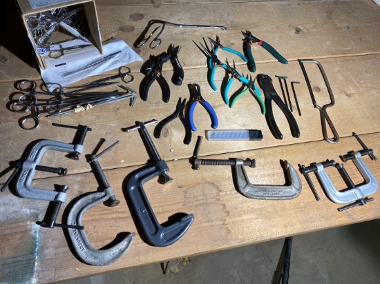 Lot of scissors, clamps, pliers etc
