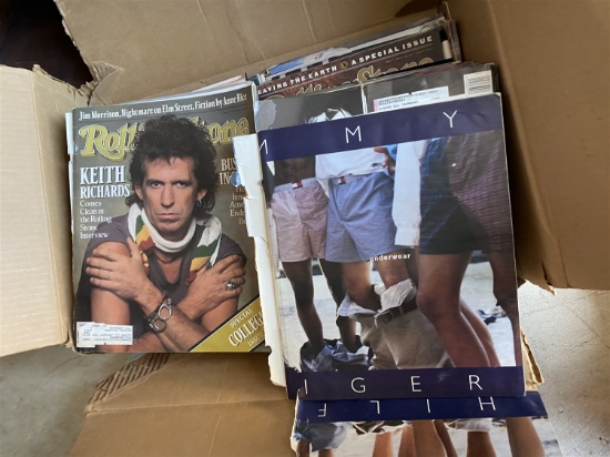 Box of 1980s and 90s Rolling Stone Magazines