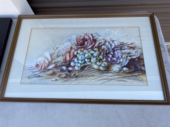 Signed painting of grapes by Sister Marion PLUS watercolor