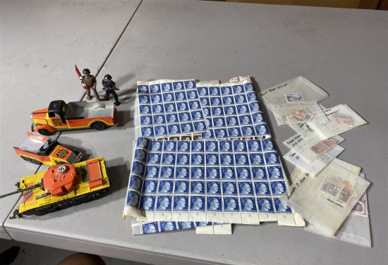 WWII Nazi German Stamps, plus paint decorated toys