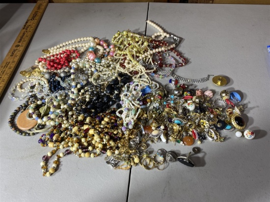 Large group lot of assorted vintage costume jewelry pieces
