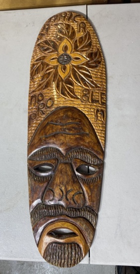 Vintage carved wooden Jamaica "No Problem" mask