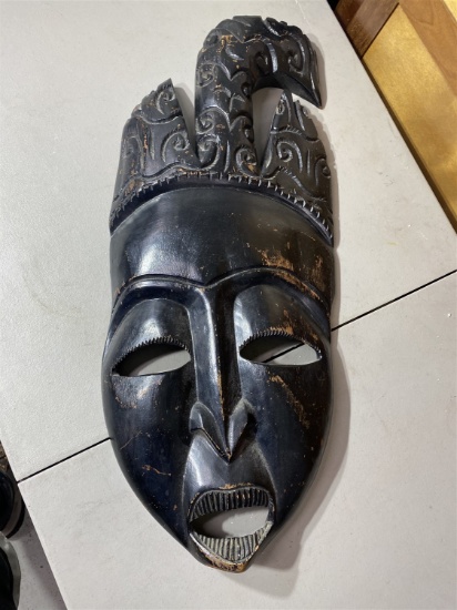 Unusual Carved Old Tribal Mask Face in Agony Large Size