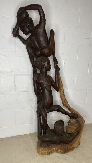 Large very heavy carved wood African sculpture art piece