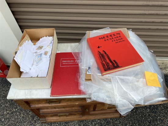 2 Stamp albums, stamps, hobby sleeves