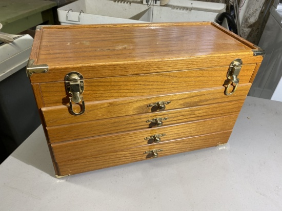Vintage wooden carpenter's toolbox