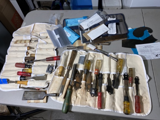 Large lot of assorted Chisels, Slick, scrapers and more