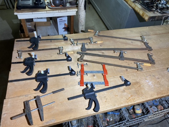 Group lot of assorted metal and plastic clamps