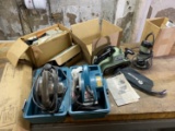 Group lot of assorted electric tools including Rockwell, Makita Power Planer etc