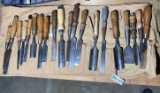 Large lto mostly antique woodworking chisels, gouges tools