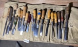 Large lout vintage and antique woodworking chisels