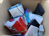 Box of assorted printer paper, photo paper, supplies