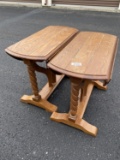 Pair of small drop leaf barley twist lamp tables